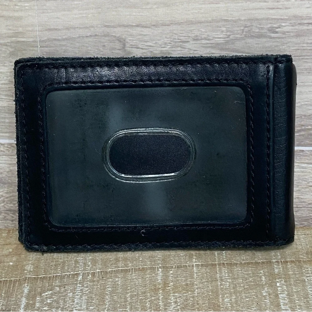 Fossil Men's Black Leather Bifold Wallet with Embossed Logo